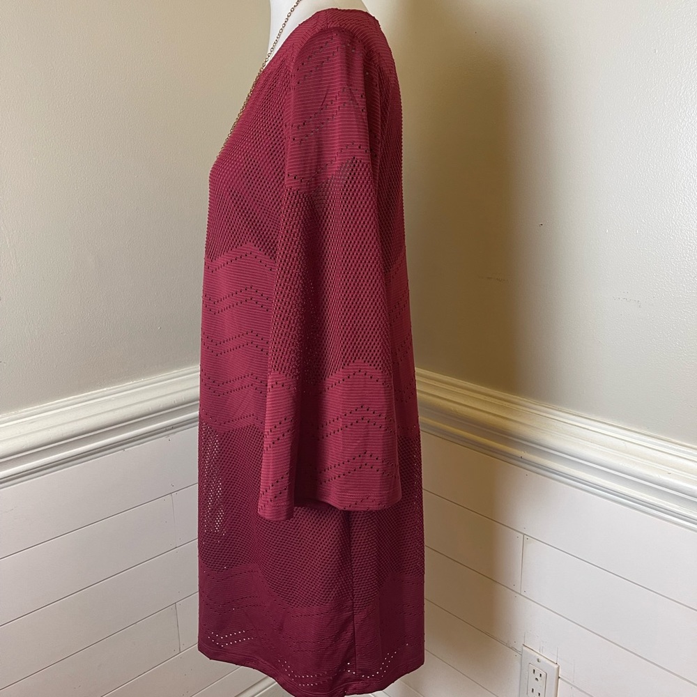 Ronni Nicole Maroon Perforated Design Dress 12 FREE SHIP - Picture 2 of 5
